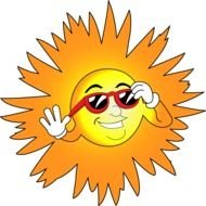 painted sun in red glasses on a black background