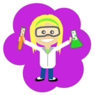 cartoon technician on purple background