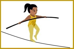 Woman is balancing on the rope clipart