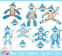 Blue Sock Monkeys Set By 1everythingnice On Etsy
