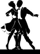 Clip art of dancing couple in a dark