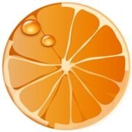 orange slice with drops of juice