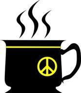 black cup with peace symbol