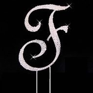 Large Crystal Rhinestone Silver Letter F Monogram Wedding