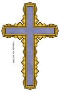 blue cross with a yellow frame