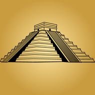Black & White Mayan Pyramid Free Vector