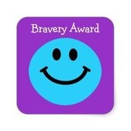 Bravery Award Blue Smiley Face On Purple Square Sticker Zazzle