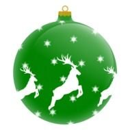 Green and white Christmas ball decoration clipart