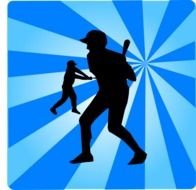 Baseball Silhouette Rays Vector Online Royalty clipart