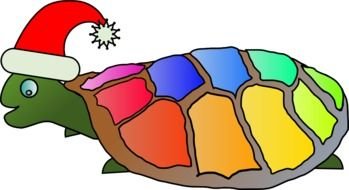 Funny colorful Turtle With Santa Hat