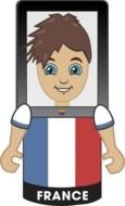 drawn computer boy in a t-shirt with a french flag