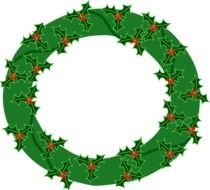 Evergreen Wreath With Large Holly At Clkercom Vector Clip