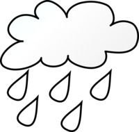 white cloud with rain on a black background