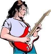 rock guitarist with a guitar as a picture for clipart
