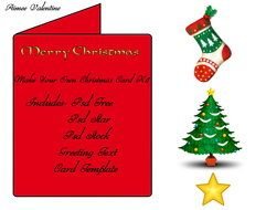 Clip art of Christmas greeting card and Christmas tree