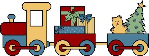 train with gifts on a black background