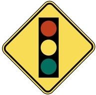 drawn traffic light on a yellow sign