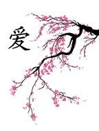 Chinese tree branch with pink flowers