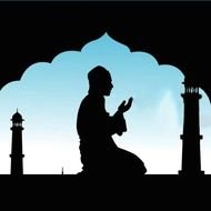 silhouette of a praying man in the gazebo