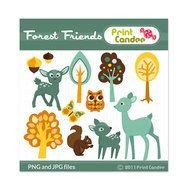 Forest Friends Turquoise & Yellow Digital Personal And