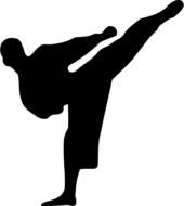black silhouette of a karateka as a picture for clipart