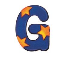 blue letter G with yellow stars