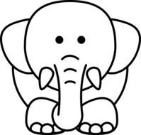 Cartoon Elephant Bw At Clkercom Vector Online
