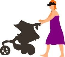 Mother Walking With Stroller At Clkercom Vector