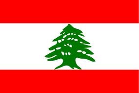 flag of Lebanon with green cedar