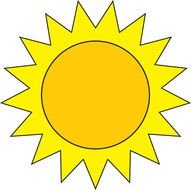 painted sun with sharp triangular rays