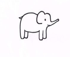 Black and white drawing of the elephant