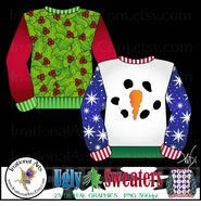 children's sweaters on a black background