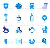 Icons Cloth And Accessories Set For Baby Boy Vector Illustration