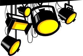 Black and yellow stage spotlights clipart