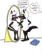 cartoon character and mirror as a picture for clipart