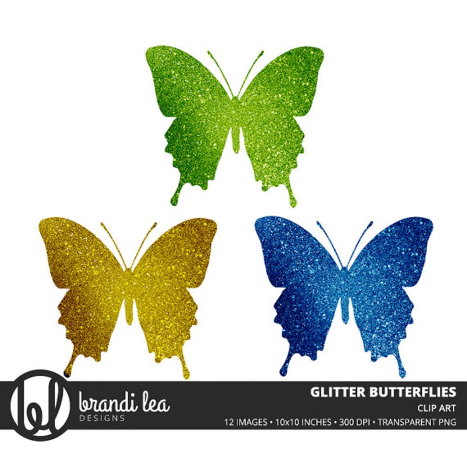 Glitter Butterfly Digital Download 300 Dpi 10x10 Inches