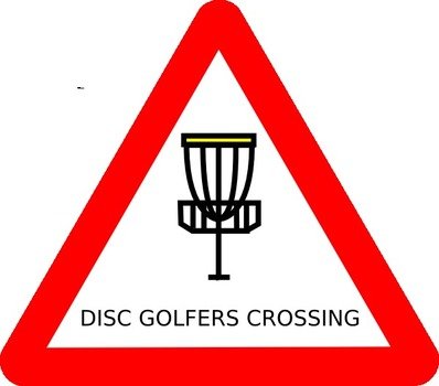 warning sign of golfers crossing