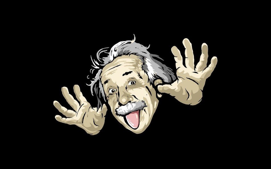 Albert Einstein with stick out tongue, Funny drawing