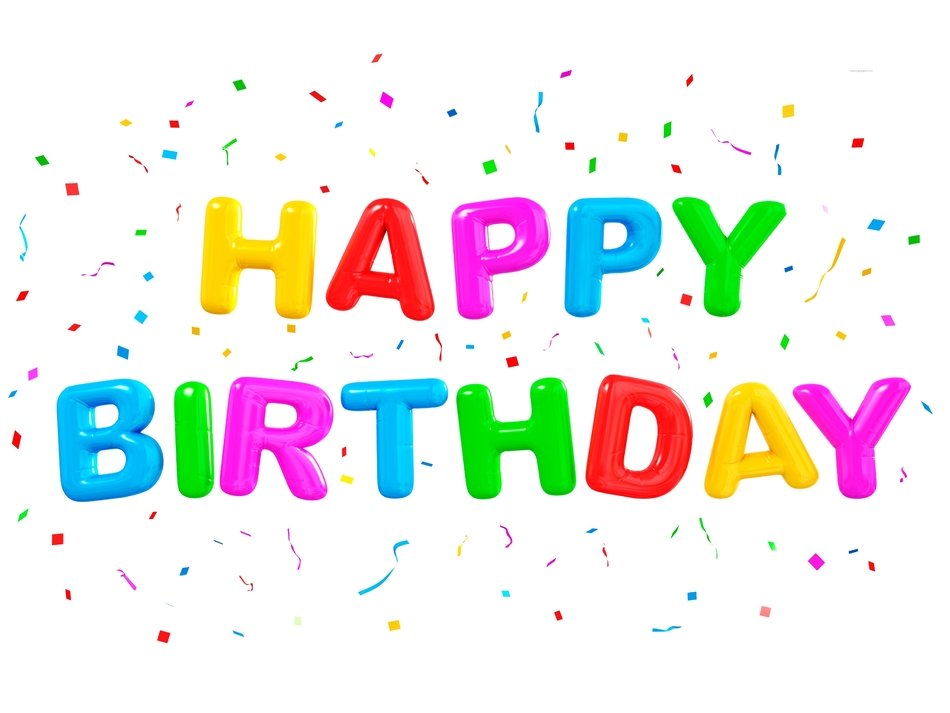 clipart of Happy Birthday lettering with colored letters.