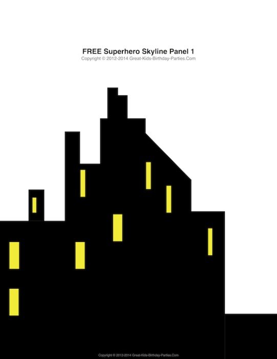 Cartoon Superhero Skyline Panel 1