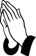 black and white drawing of praying hands
