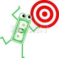 Dollar Target Cartoon Illustration