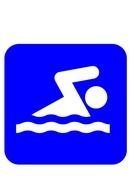 Swimming, blue and white sports icon