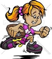 Cartoon Girl Playing Football Powderpuff