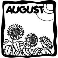 black and white drawing of august