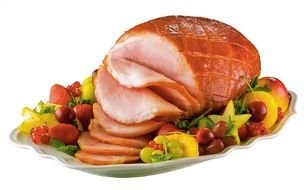 delicious Ham and fruits on tray