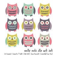 Owl Owls Girls Cute Woodland Forest Birds For clipart