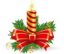 Christmas candle on spruce branches