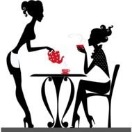 Chicas Tomando Caf&233 Vector