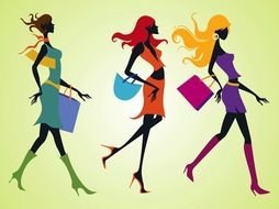 three silhouettes of fashionable girls